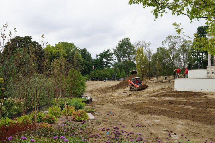 The area, already disturbed from construction, was de-compacted and topsoil was spread.
